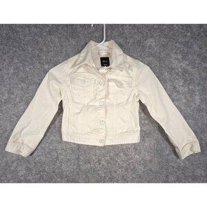 Gap Kids Factorty Girls Denim Jacket Button Up  Collard White Size S